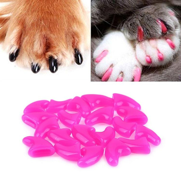 20 PCS Silicone Soft Cat Nail Caps / Cat Paw Claw / Pet Nail Protector/Cat Nail Cover, Size:XS(Rose Red)