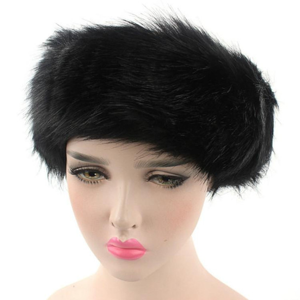 Unisex Winter Imitation Fox Fur Headband Bomber Hat, Size:L58-60cm(Black)
