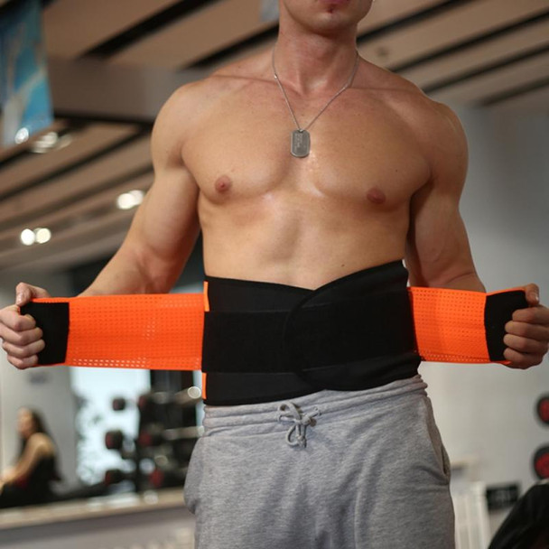 Men and Women Neoprene Lumbar Waist Support Unisex Exercise Weight Loss Burn Shaper Gym Fitness Belt, Size:M(Orange)
