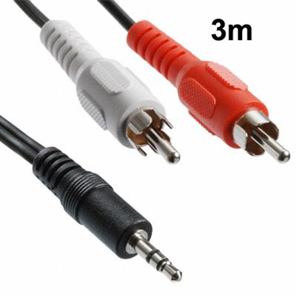 Jack 3.5mm Stereo to RCA Male Audio Cable, Length: about 2.7m