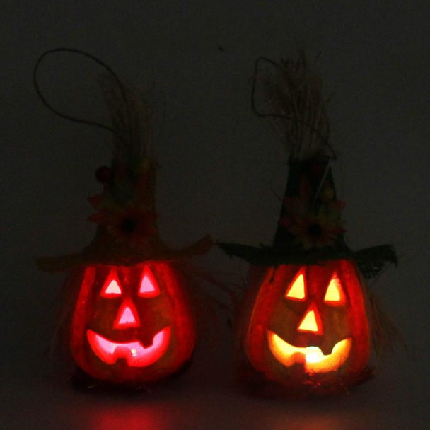 2 PCS Halloween Pumpkin Lantern Hollow Glowing Foam Bar Decoration(Green Hat)