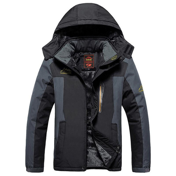 Winter Fleece Military Jackets Men Windproof Waterproof Outwear Parka Windbreaker Warm Coat, Size:XXXXXL(Black)