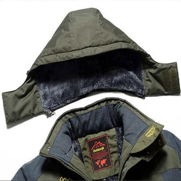 Winter Fleece Military Jackets Men Windproof Waterproof Outwear Parka Windbreaker Warm Coat, Size:XXXXXL(Black)