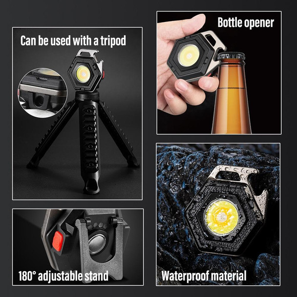 E-SMARTER W5131 Mini Keychain Strong Light Portable Flashlight, Specification: Black+Tripod