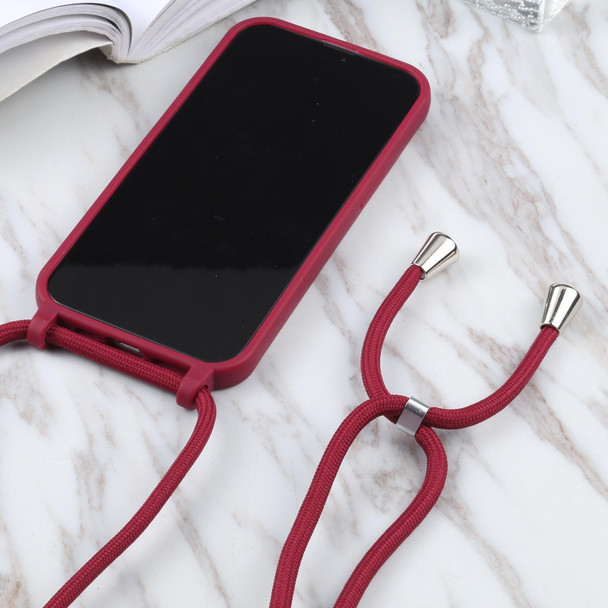 Candy Colors TPU Protective Case with Lanyard - iPhone 13 Pro Max(Red)