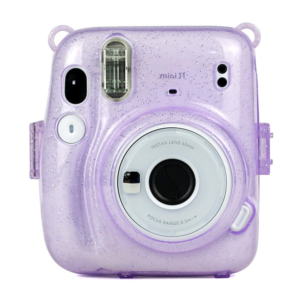 Glitter Power Crystal Case with Strap for FUJIFILM Instax mini 11 (Purple)