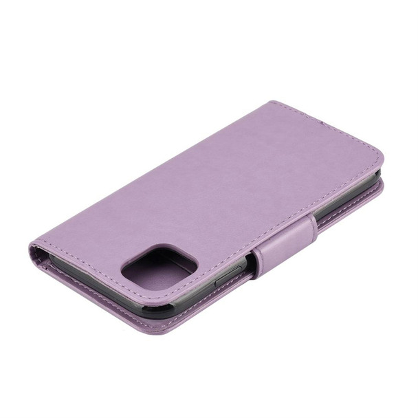 iPhone 11 Pro Butterfly Flower Pattern Horizontal Flip Leather Case with Holder & Card Slots & Wallet(Light Purple)