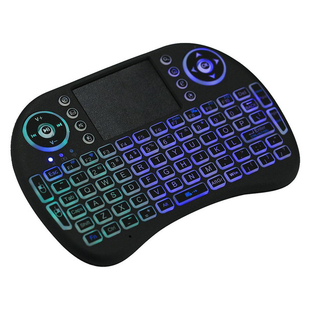 2.4GHz Mini i8 Wireless QWERTY Keyboard with Colorful Backlight & Touchpad & Multimedia Control for PC, Android TV BOX, X-BOX Player, Smartphones(Black)