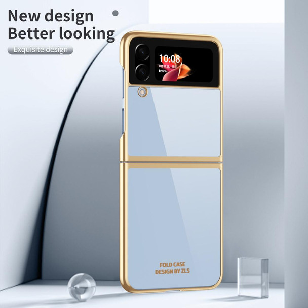 Samsung Galaxy Z Flip4 Electroplating Transparent Phone Case(Gold)