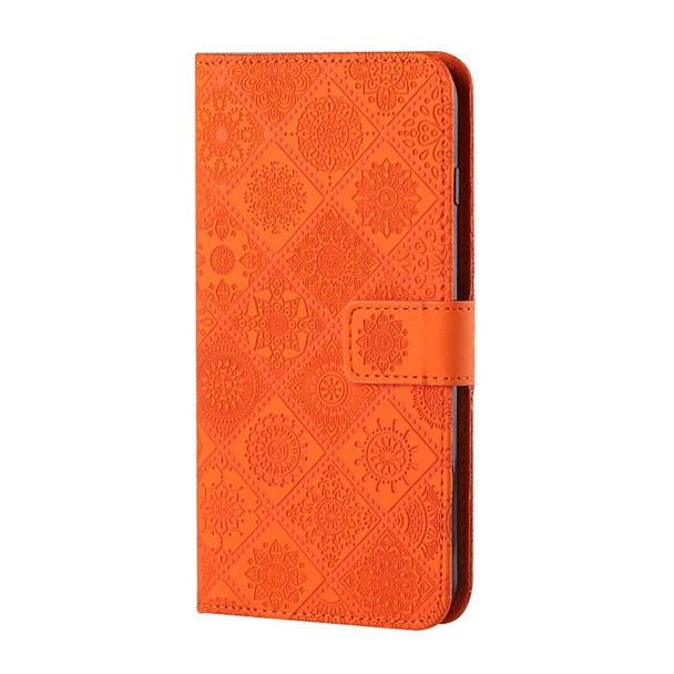 Ethnic Style Embossed Pattern Horizontal Flip Leatherette Case with Holder & Card Slots & Wallet & Lanyard - iPhone XS / X(Orange)