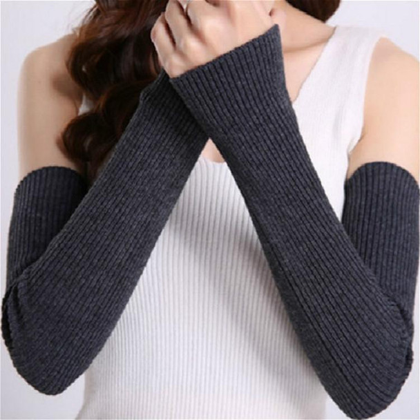 Autumn and Winter Long Thick Warm Cashmere Sleeves Fingerless Fake Sleeves, Size:One Size(Beige White)