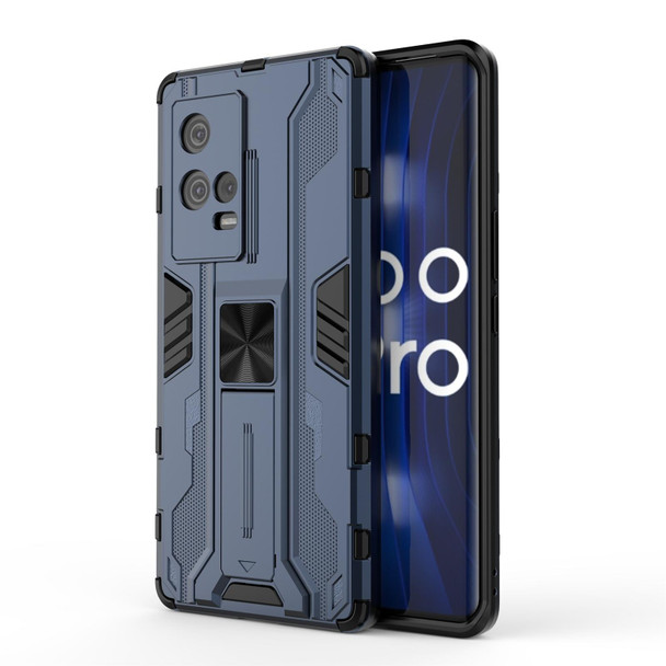 vivo iQOO 8 Pro Supersonic PC + TPU Shock-proof Protective Case with Holder(Dark Blue)