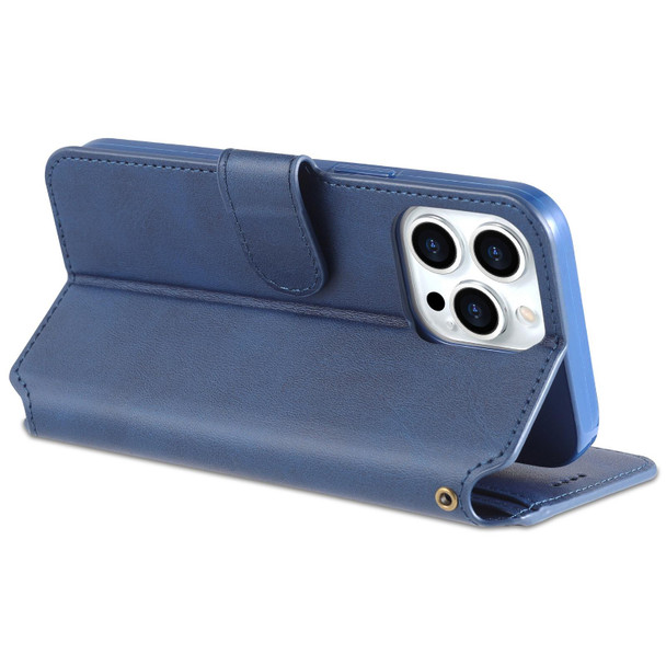 AZNS Calf Texture Horizontal Flip Leatherette Case with Holder & Card Slots & Wallet & Photo Frame - iPhone 13 Pro(Blue)