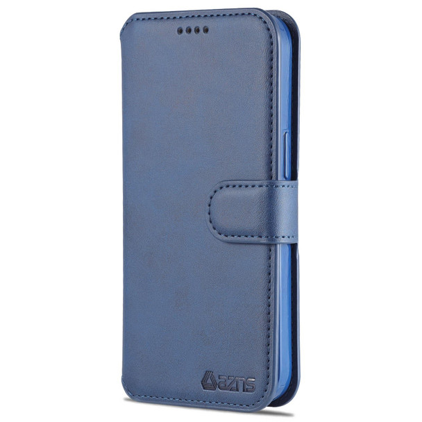 AZNS Calf Texture Horizontal Flip Leatherette Case with Holder & Card Slots & Wallet & Photo Frame - iPhone 13 Pro(Blue)