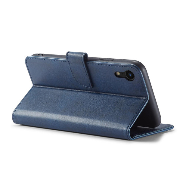 Calf Texture Buckle Horizontal Flip Leatherette Case with Holder & Card Slots & Wallet - iPhone XR(Blue)