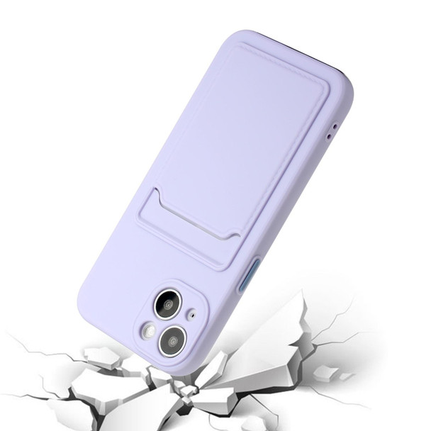 Card Slot Design Shockproof TPU Protective Case - iPhone 13 mini(Purple)