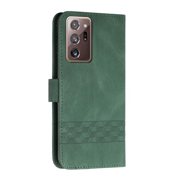 Samsung Galaxy Note20 Ultra Cubic Skin Feel Flip Leather Phone Case(Dark Green)