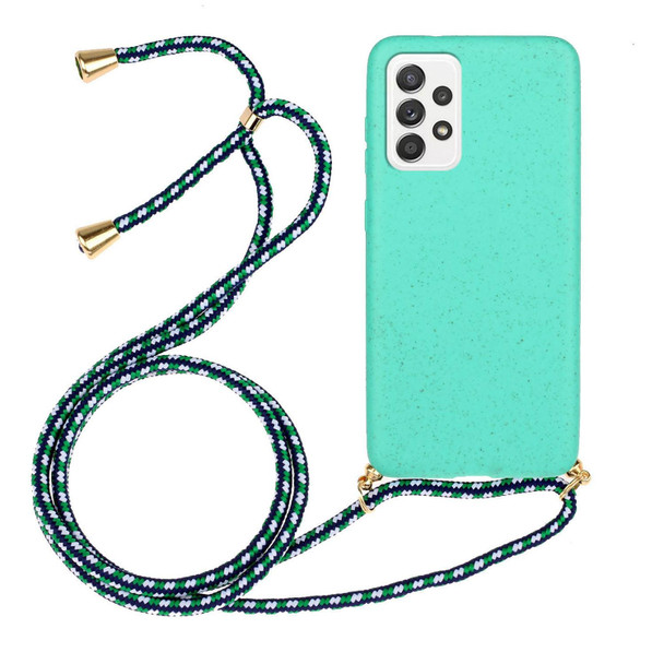 Samsung Galaxy A53 Wheat Straw Material + TPU Protective Case with Lanyard(Green)