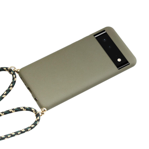 Google Pixel 6 Wheat Straw Material + TPU Protective Case with Lanyard(Army Green)