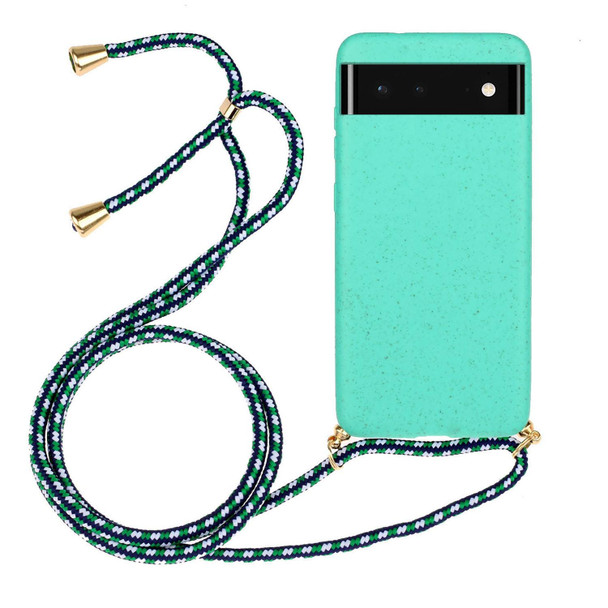 Google Pixel 6 Wheat Straw Material + TPU Protective Case with Lanyard(Green)