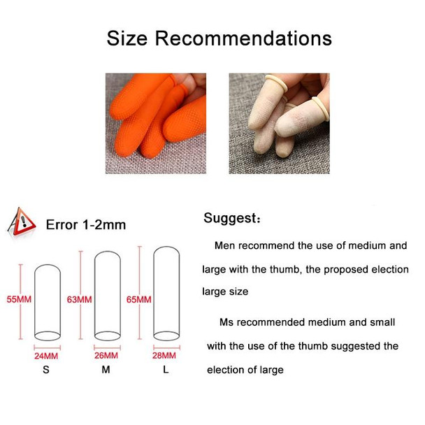 100 PCS Antistatic Antislip Durable Fingertips Latex Protective Gloves, Size: M, 2.6*6.3cm(Orange)