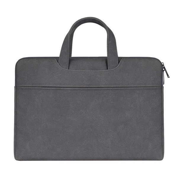 ST06 Waterproof PU Leather Zipper Hidden Portable Strap One-shoulder Handbag for 14.1 inch Laptops, with Suitcase Belt (Dark Gray)