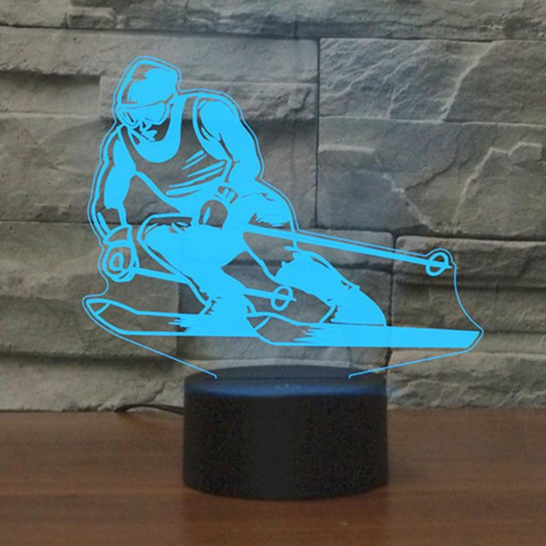 Skiing Shape 3D Colorful LED Vision Light Table Lamp, Crack Remote Control Version