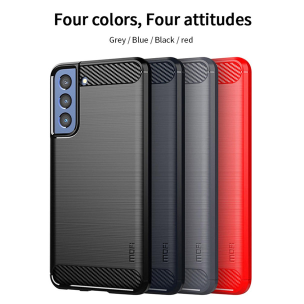 Samsung Galaxy S21 FE MOFI Gentleness Series Brushed Texture Carbon Fiber Soft TPU Case(Gray)