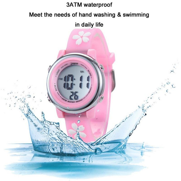 JNEW A380-86195 Children Cartoon Cherry Blossom Waterproof Time Recognition Colorful LED Electronic Watch(White)