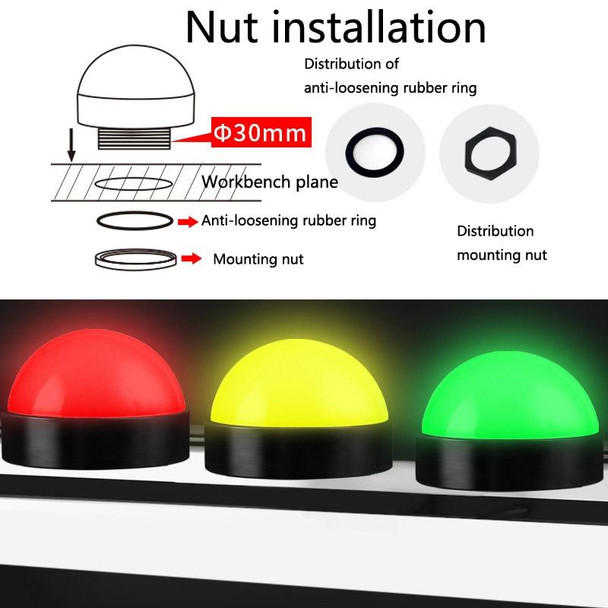 24V Safety Three-Color Warning Light Alarm LED Hemispherical Waterproof Indicator(Style 2 )