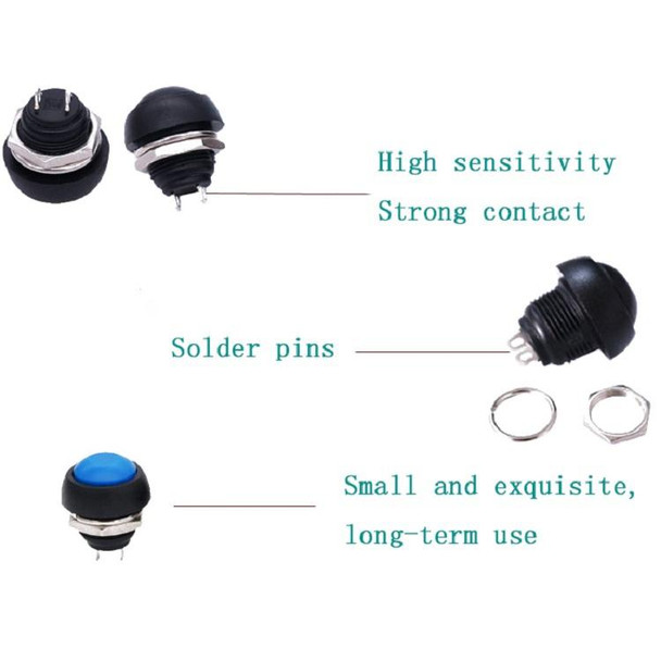 10 PCS Small Waterproof Self-Reset Button Switch(Black)