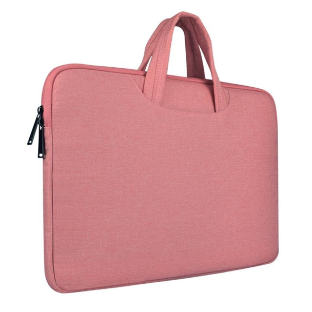 Breathable Wear-resistant Shoulder Handheld Zipper Laptop Bag, - 14 inch and Below Macbook, Samsung, Lenovo, Sony, DELL Alienware, CHUWI, ASUS, HP (Pink)