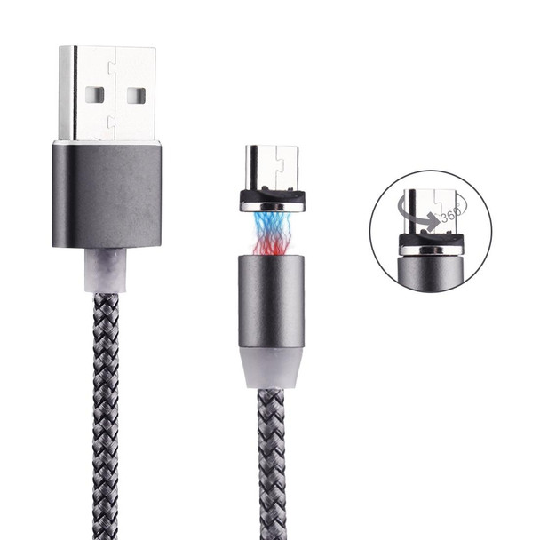 360 Degree Rotation 1m Weave Style Micro USB to USB 2.0 Strong Magnetic Charger Cable with LED Indicator for Samsung Galaxy S7 & S7 Edge / LG G4 / Huawei P8 / Xiaomi Mi4 and other Smartphones (Grey)