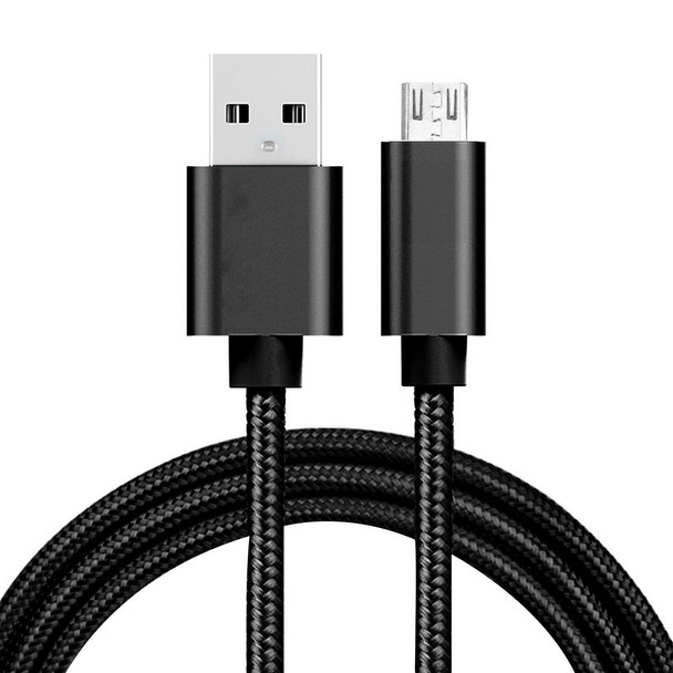 1m 3A Woven Style Metal Head Micro USB to USB Data / Charger Cable, - Galaxy S6 / S6 edge / S6 edge+ / Note 5 Edge, HTC, Sony, Length: 1m(Black)