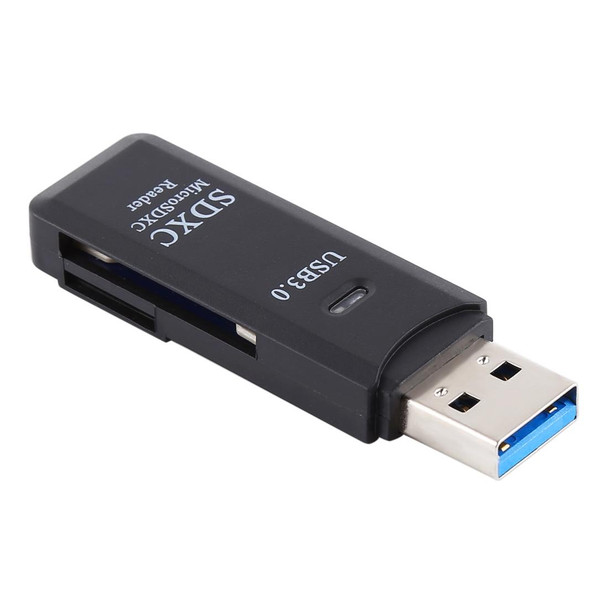 2 in 1 USB 3.0 Card Reader, Super Speed 5Gbps, Support SD Card / TF Card(Black)