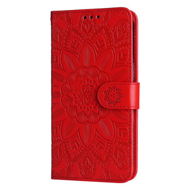 Xiaomi 12 / 12X Embossed Sunflower Leather Phone Case(Red)