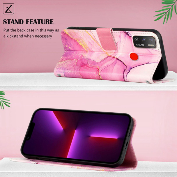 Tecno Spark 5 Air / Spark 6 Air PT003 Marble Pattern Flip Leather Phone Case(Pink Purple Gold LS001)