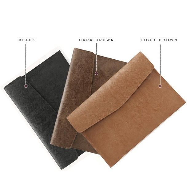 PU Leather Litchi Pattern Sleeve Case - 14 Inch Laptop, Style: Liner Bag + Power Bag  (Dark Brown)