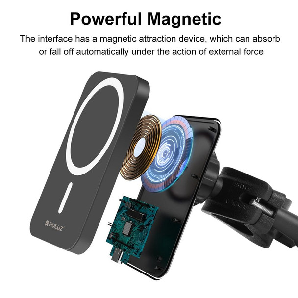 PULUZ 15W Magnetic Qi Wireless Charger Vlogging Phone Clamp Holder(Black)