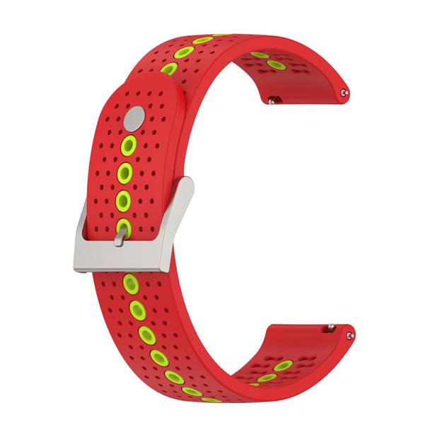 20mm Universal Colorful Hole Silicone Watch Band(Red Green)