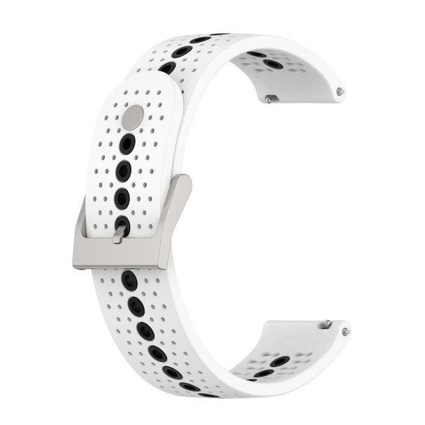 20mm Universal Colorful Hole Silicone Watch Band(White Black)