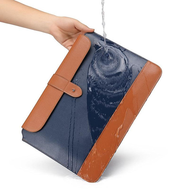 Horizontal Microfiber Color Matching Notebook Liner Bag, Style: Liner Bag  (Blue + Brown), Applicable Model: 13  -14 Inch