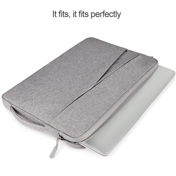 ND01DS Polyester Notebook Laptop Liner Bag with Small Bag, Size:14.1-15.4 inch(Hemp Grey)
