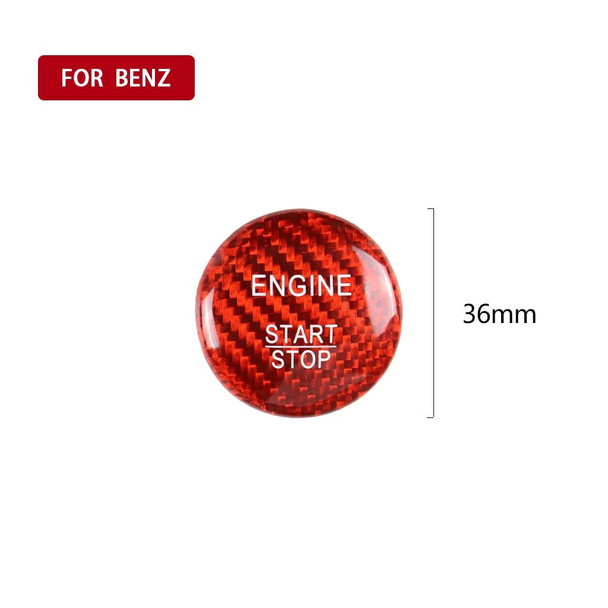 Car Carbon Fiber Red One-click Start Button Decorative Sticker for Mercedes-Benz Left and Right Drive Universal