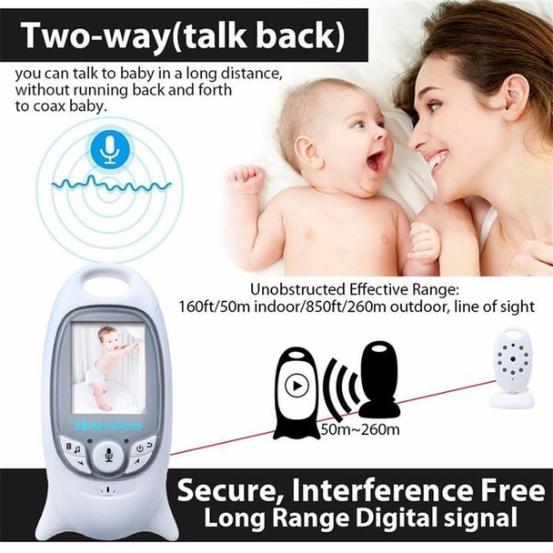 VB601 2.0 inch LCD Screen Hassle-Free Portable Baby Monitor, Support Two Way Talk Back, Night Vision(UK Plug)