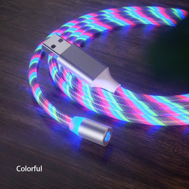 2 in 1 USB to 8 Pin + Micro USB Magnetic Suction Colorful Streamer Mobile Phone Charging Cable, Length: 1m(Color Light)