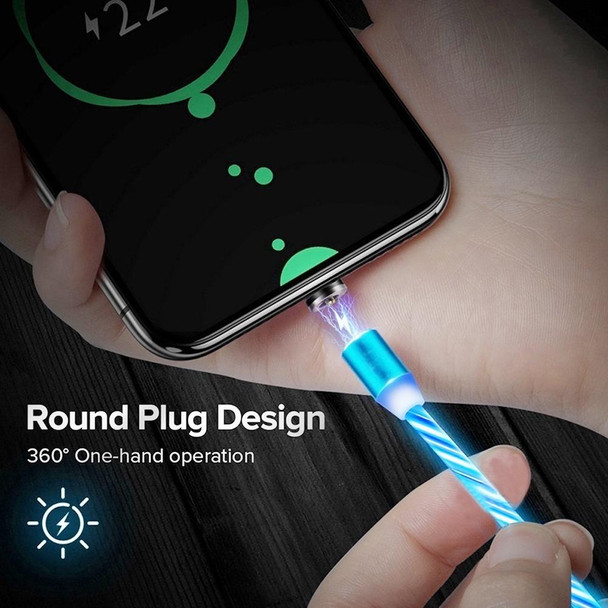 2 in 1 USB to Type-C / USB-C + Micro USB Magnetic Absorption Colorful Streamer Charging Cable, Length: 1m(Blue Light)