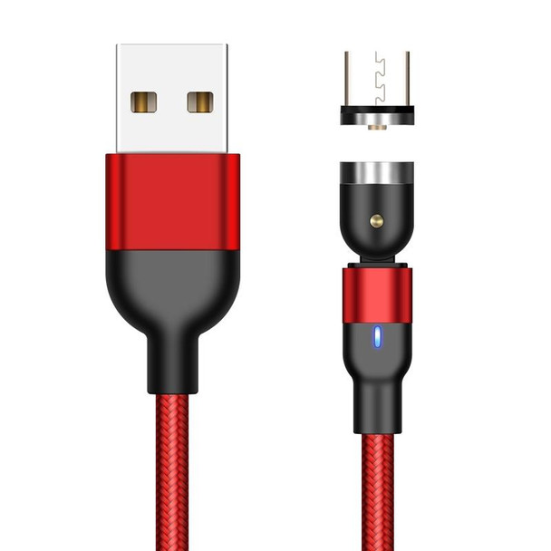 2m 2A Output USB to Micro USB Nylon Braided Rotate Magnetic Charging Cable(Red)