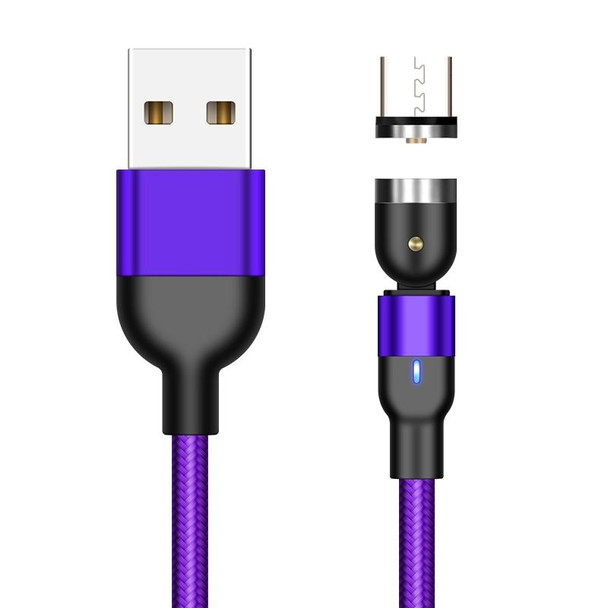 1m 2A Output USB to Micro USB Nylon Braided Rotate Magnetic Charging Cable(Purple)