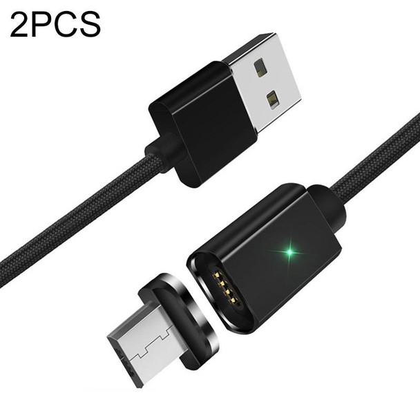 2 PCS ESSAGER Smartphone Fast Charging and Data Transmission Magnetic Cable with Micro USB Magnetic Head, Cable Length: 1m(Black)